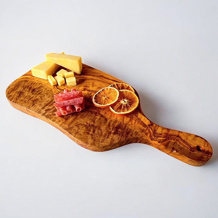 Olive Wood Small Charcuterie Board Wooden Serving Platter W/ Handle | Various Sizes