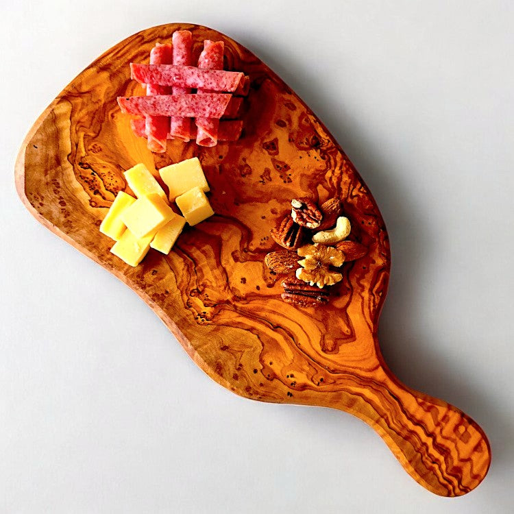 Olive Wood Small Charcuterie Board Wooden Serving Platter W/ Handle | Various Sizes