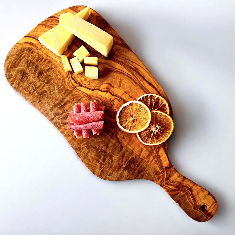 Olive Wood Small Charcuterie Board Wooden Serving Platter W/ Handle | Various Sizes