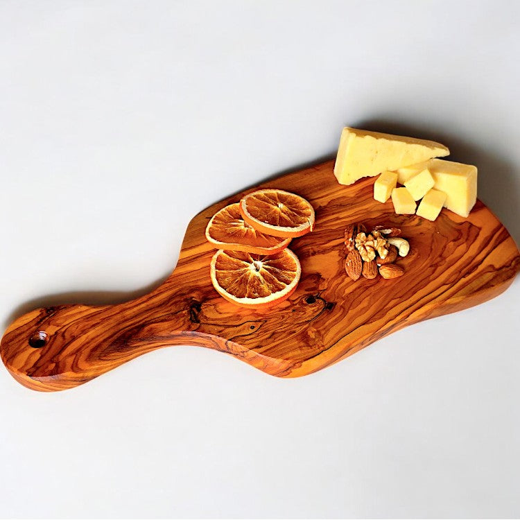 Olive Wood Small Charcuterie Board Wooden Serving Platter W/ Handle | Various Sizes