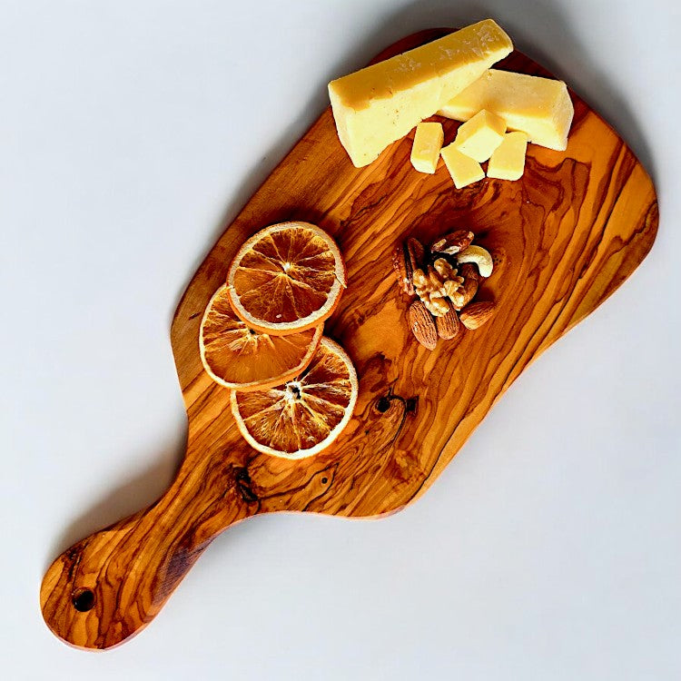 Olive Wood Small Charcuterie Board Wooden Serving Platter W/ Handle | Various Sizes