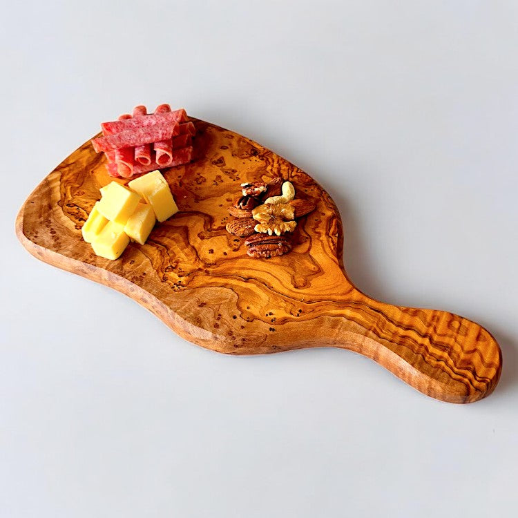 Olive Wood Small Charcuterie Board Wooden Serving Platter W/ Handle | Various Sizes