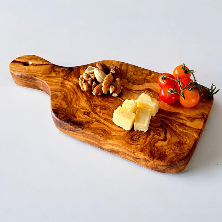 Olive Wood Wooden Charcuterie Serving Board W/ Handle | Various Sizes