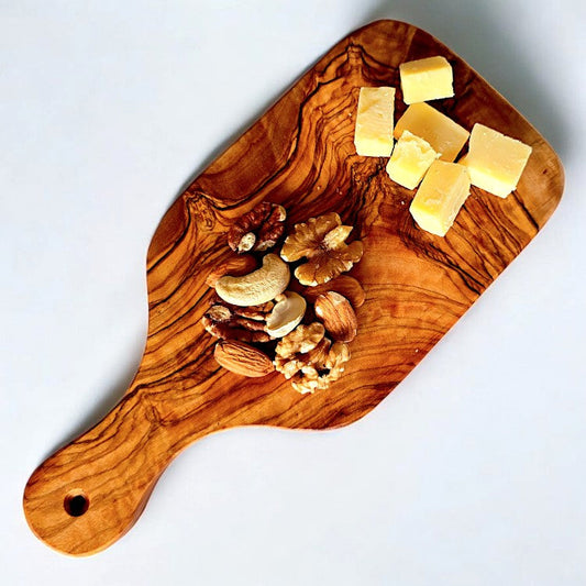 Olive Wood Wooden Charcuterie Serving Board W/ Handle | Various Sizes