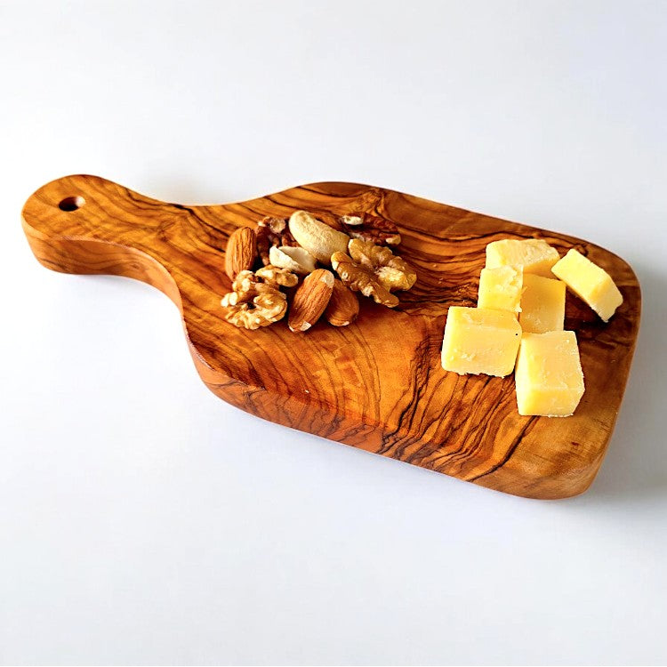 Olive Wood Wooden Charcuterie Serving Board W/ Handle | Various Sizes