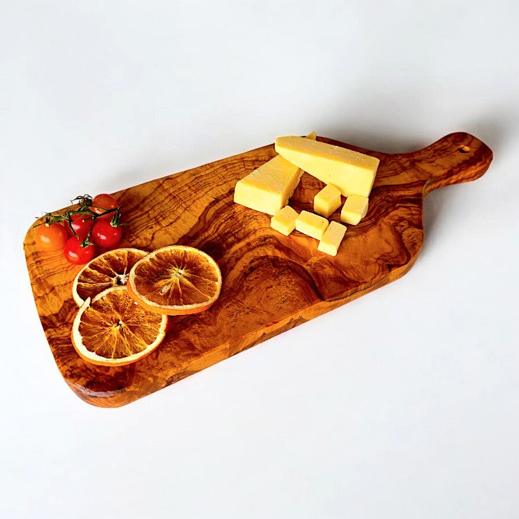 Olive Wood Solid Chopping/Cutting/Charcuterie Board W/ Handle