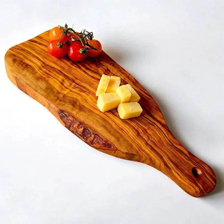 Olive wood cheese board with handle – handcrafted, natural design