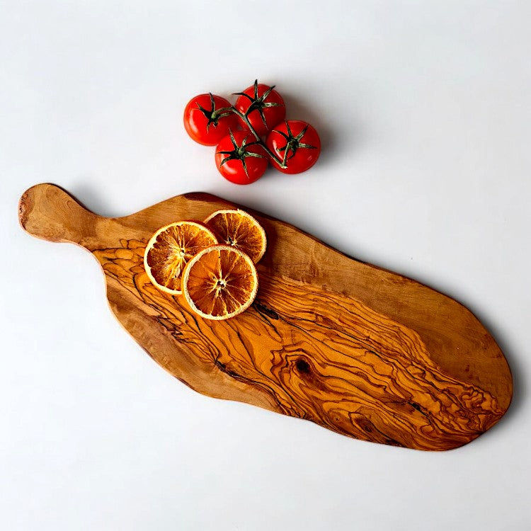 Olive Wood Rustic Cutting Board with Handle