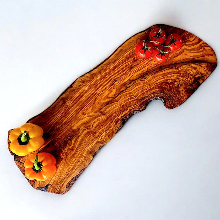 Olive Wood Handcrafted Slim Shaped Rustic Wooden Charcuterie Cheese Board | Various Sizes