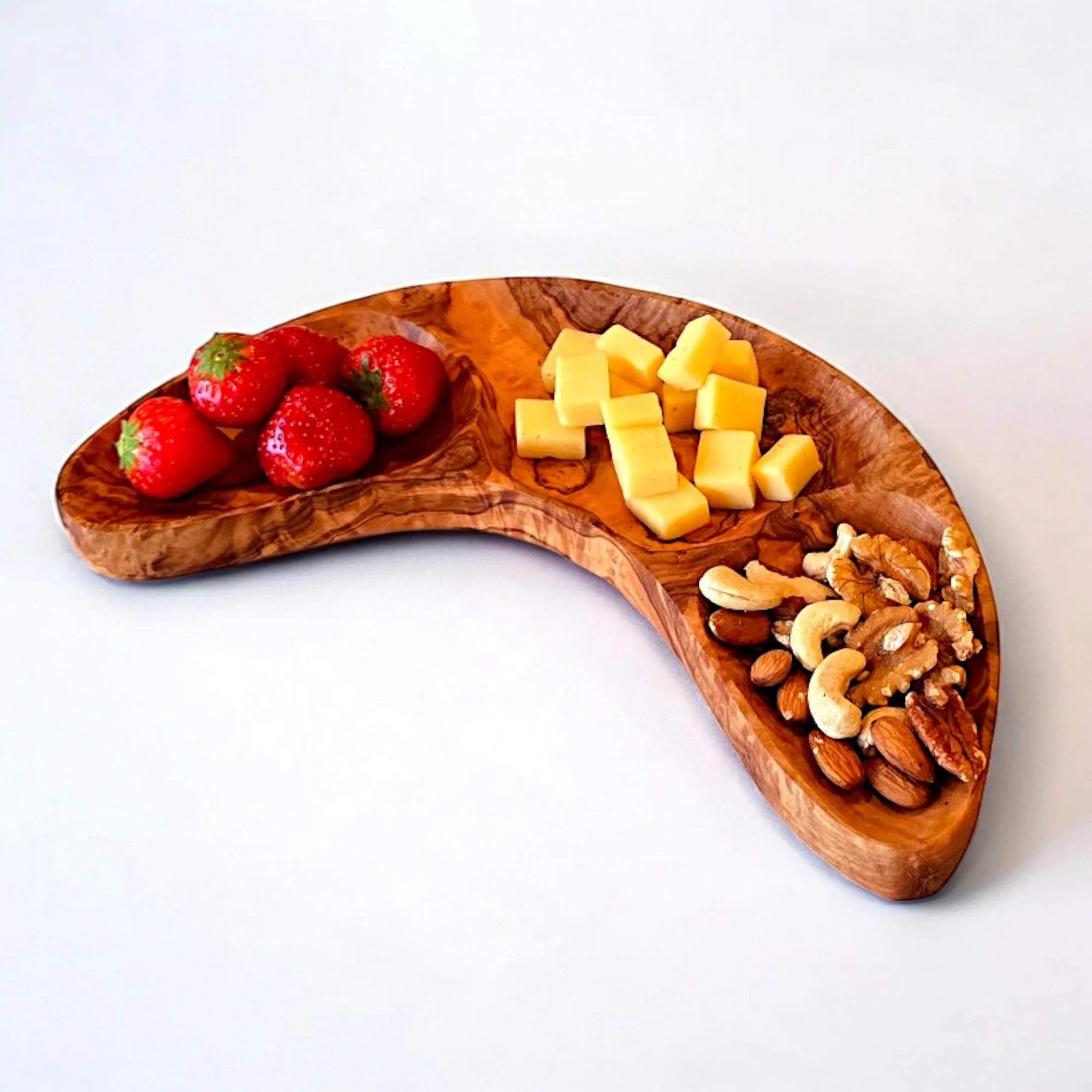 Crescent dish 3 sections – handcrafted and natural design