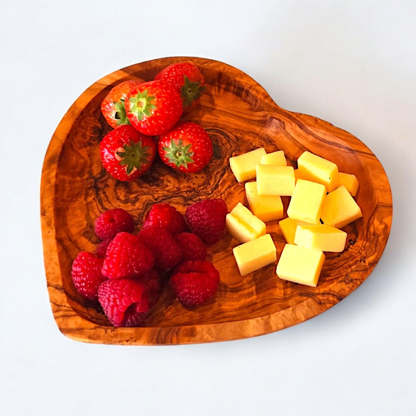 Set Of 3 Handcrafted Olive Wood Wooden Heart Shaped Side Dishes For Nuts, Condiments, Side Salads etc. Romantic Gift Idea