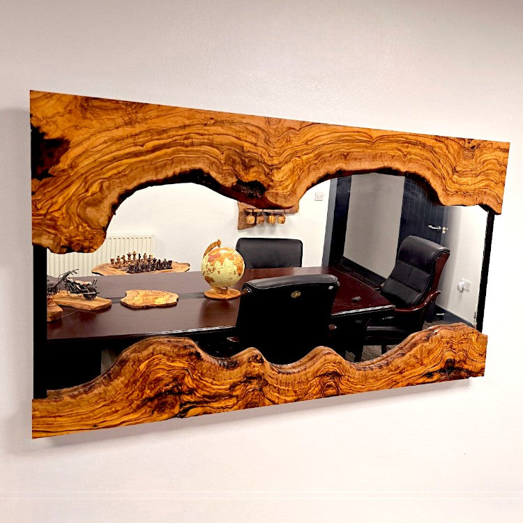 Olive Wood Framed Wooden Wall Mirror | Unique Showpiece & Impressive Gift Idea