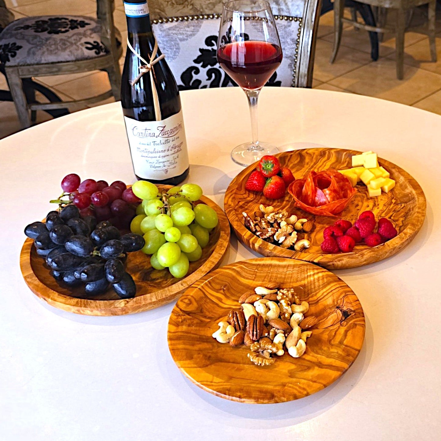 Set of 3 Olive Wood Wooden Plates