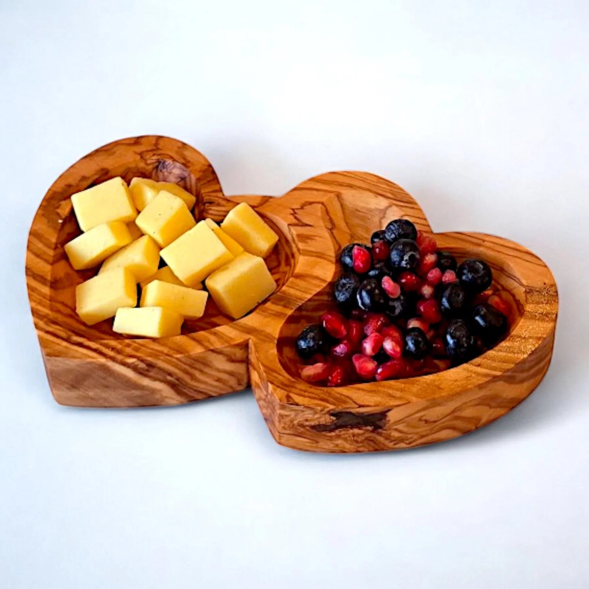 Olive wood heart shaped dish , – handcrafted, natural design