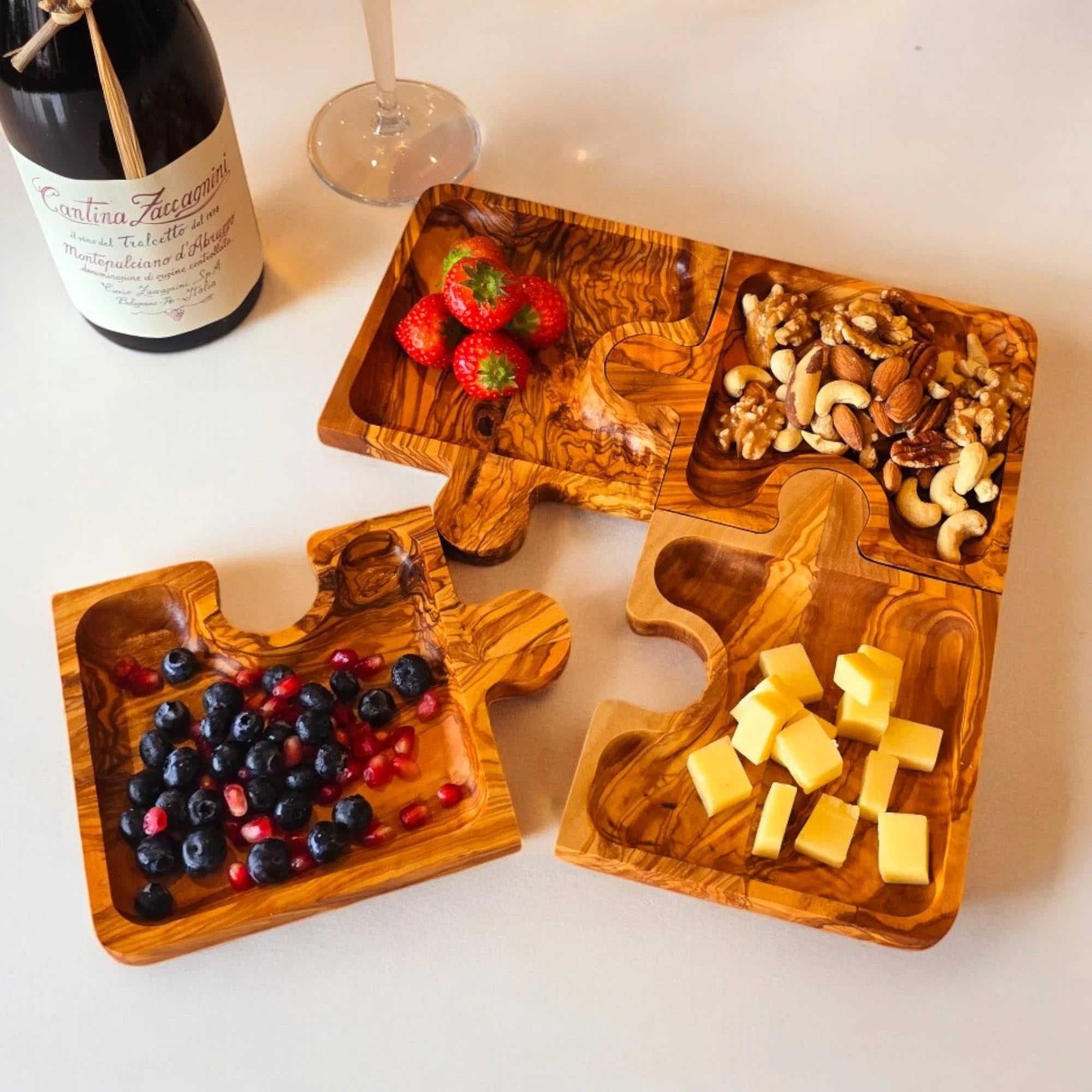 Olive wood puzzle shaped dish – handcrafted and natural design