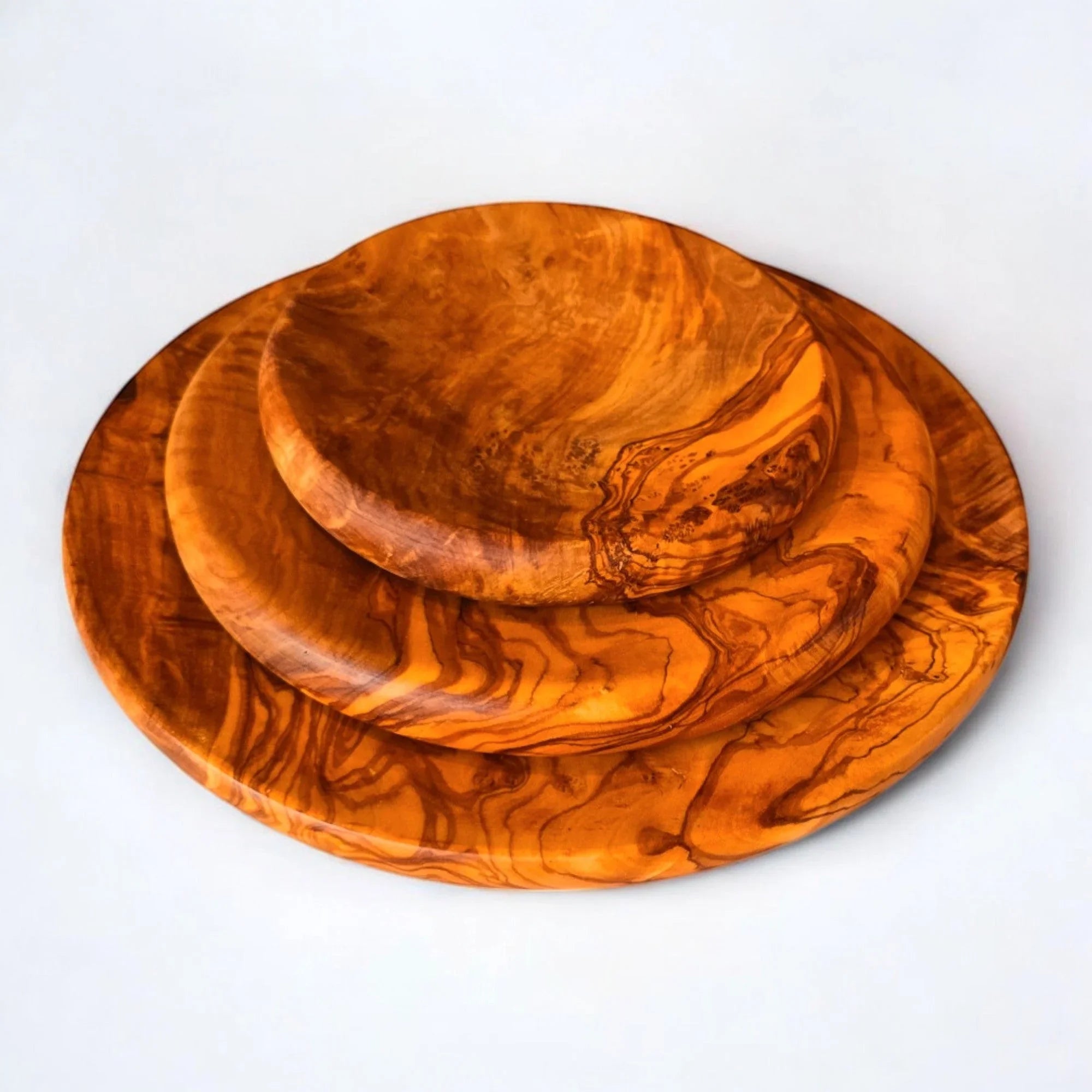 Olive wood set of 3 round – handcrafted, natural design