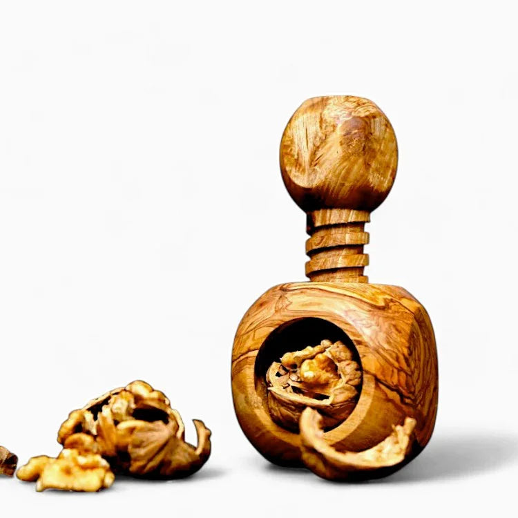 Olive wood apple shape nutcracker 12 – handcrafted, natural design