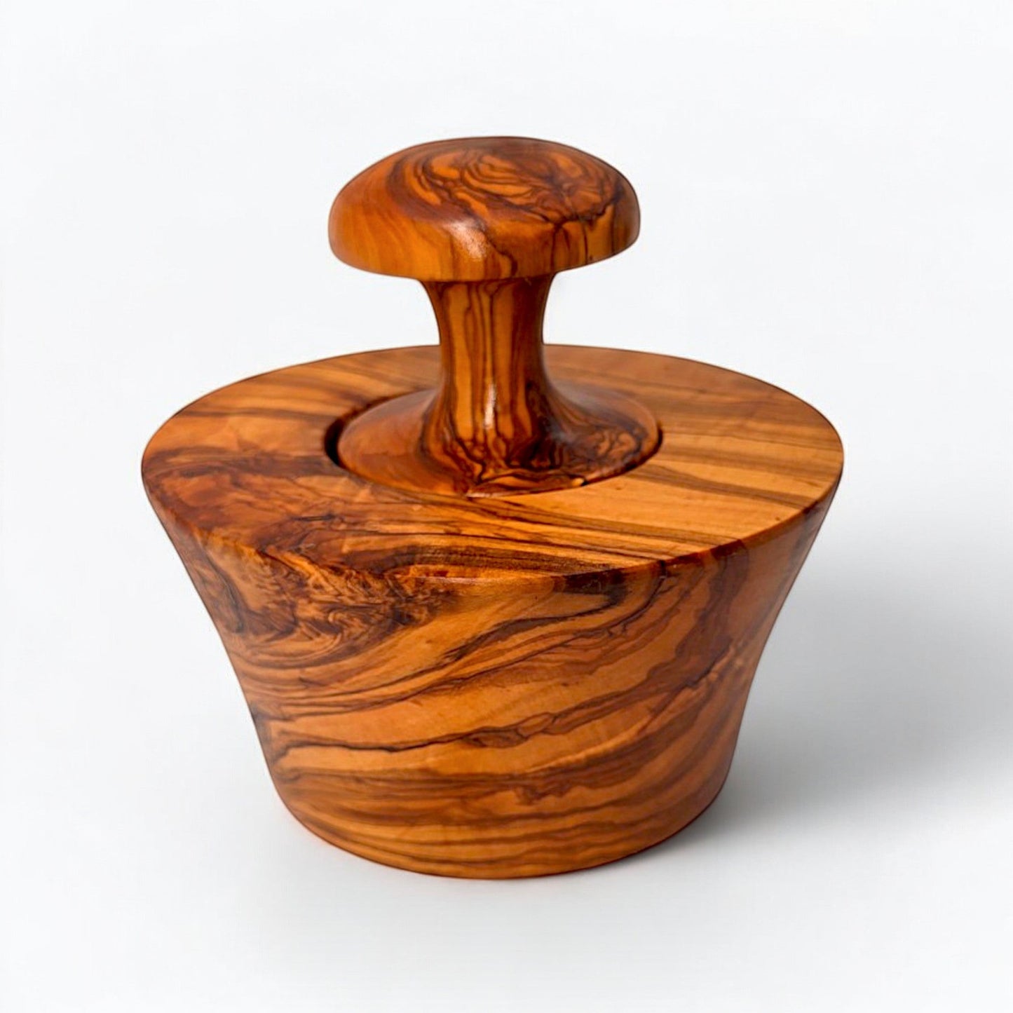 Olive Wood Garlic Grinder | Snug Fit Wooden Pestle & Mortar