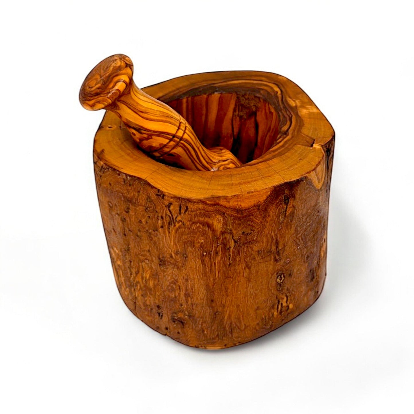 Olive Wood Wooden Pestle And Mortar Rustic Natural Handcrafted & Chemical Free | Various Sizes