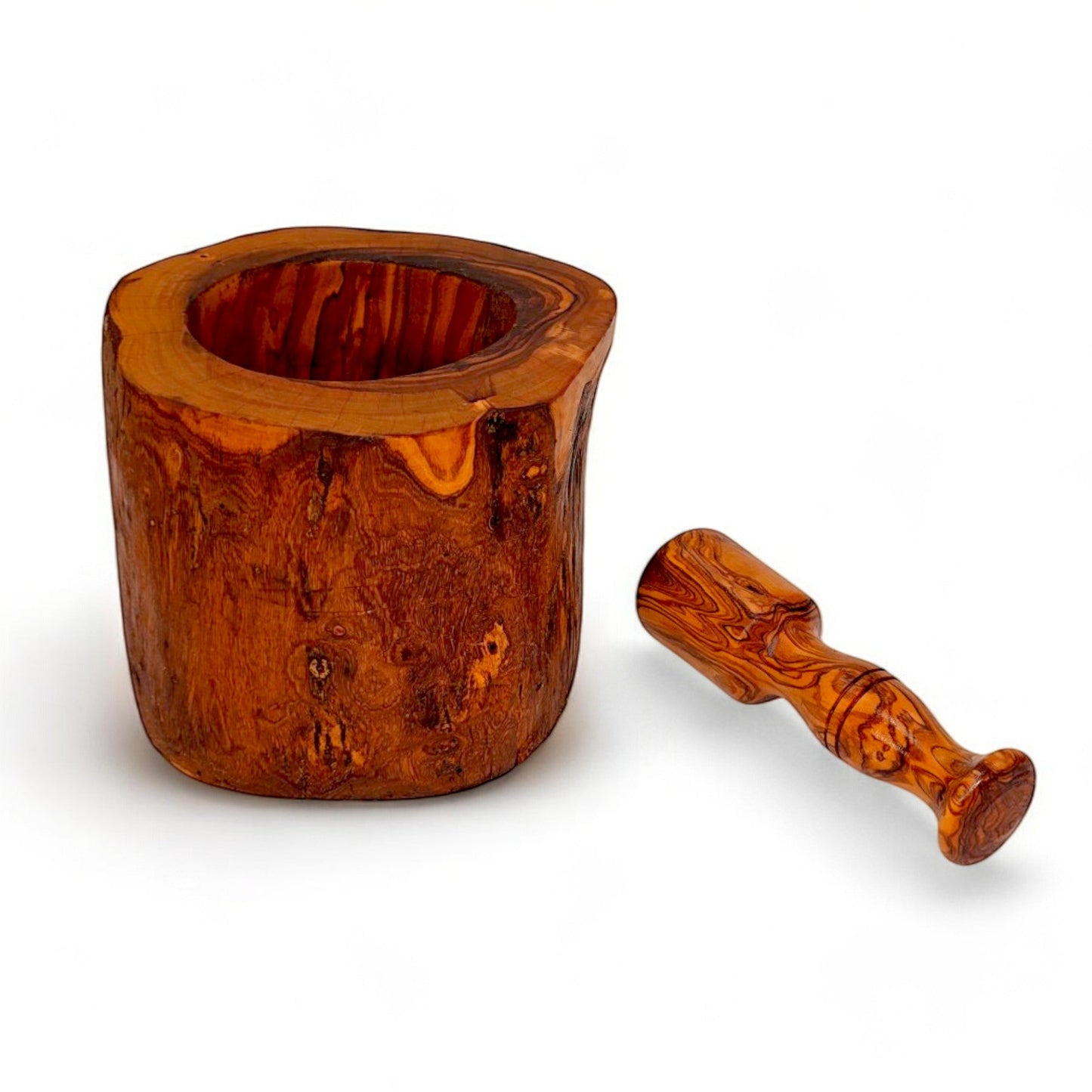 Olive Wood Wooden Pestle And Mortar Rustic Natural Handcrafted & Chemical Free | Various Sizes