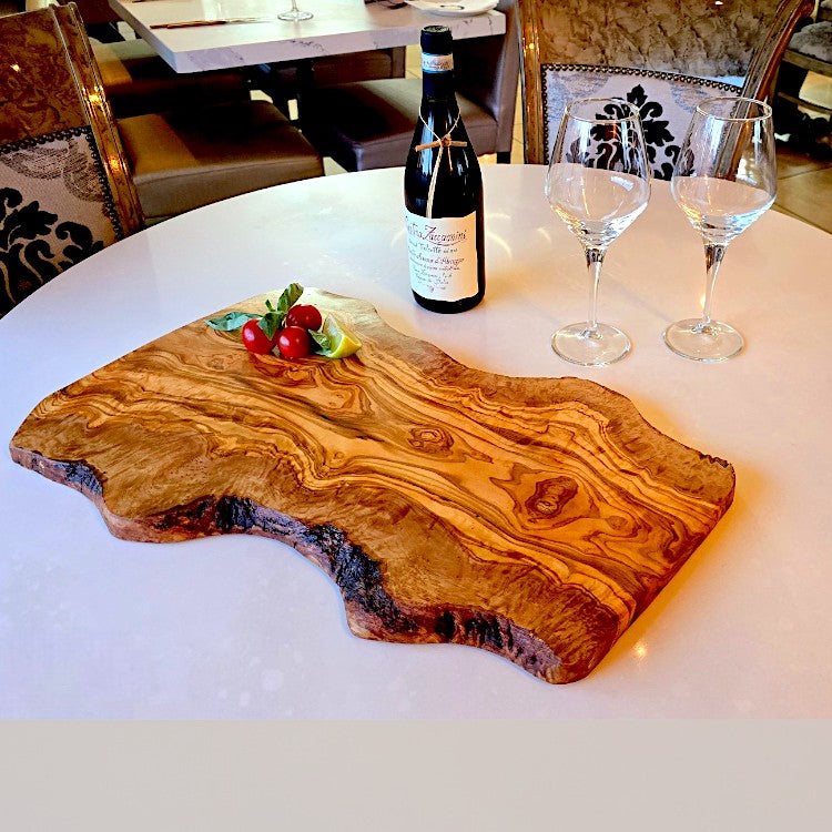 Olive Wood Large Solid Irregular Shaped Rustic Handcrafted Wooden Charcuterie Cheese Presentation Board | Various Sizes