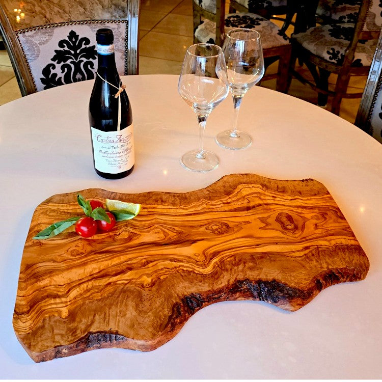 Olive Wood Large Solid Irregular Shaped Rustic Handcrafted Wooden Charcuterie Cheese Presentation Board | Various Sizes