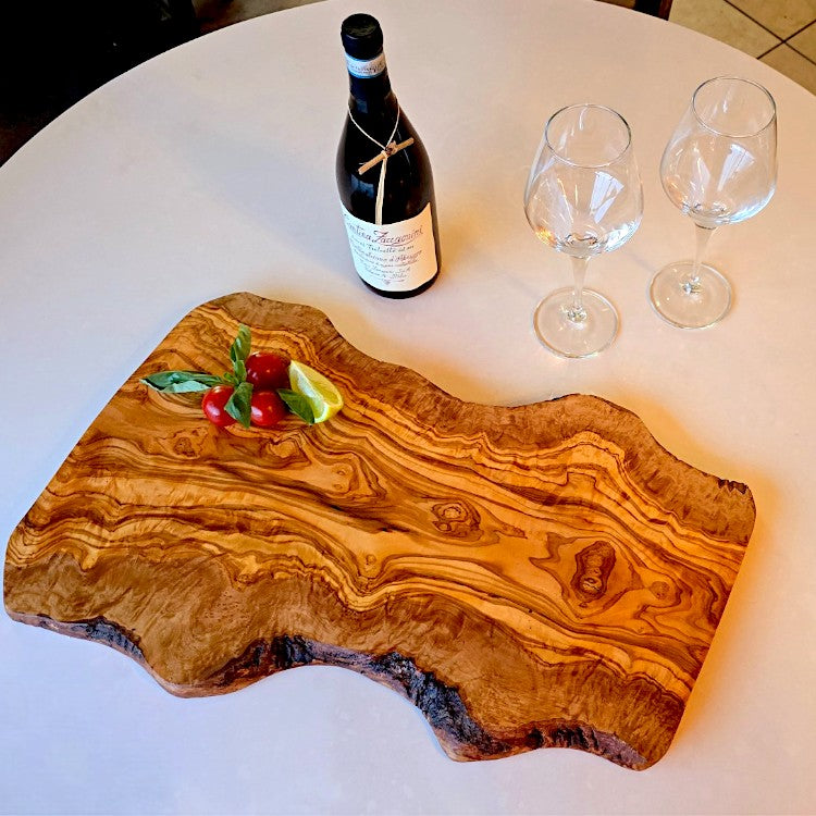 Olive Wood Large Solid Irregular Shaped Rustic Handcrafted Wooden Charcuterie Cheese Presentation Board | Various Sizes