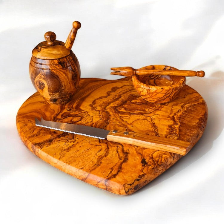 Luxury 6 - Piece Hand-Finished Natural Olive Wood Gift Set