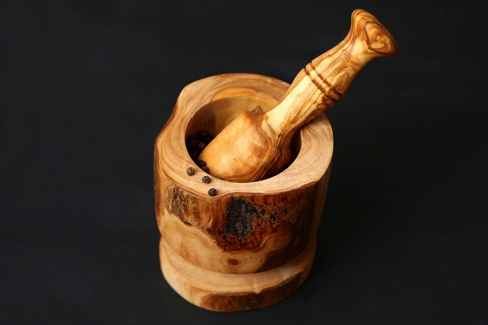 Olive Wood Rustic Mortar & Pestle with Support , pestle and mortar, gift for parents, gift, Christmas gift, wedding gift