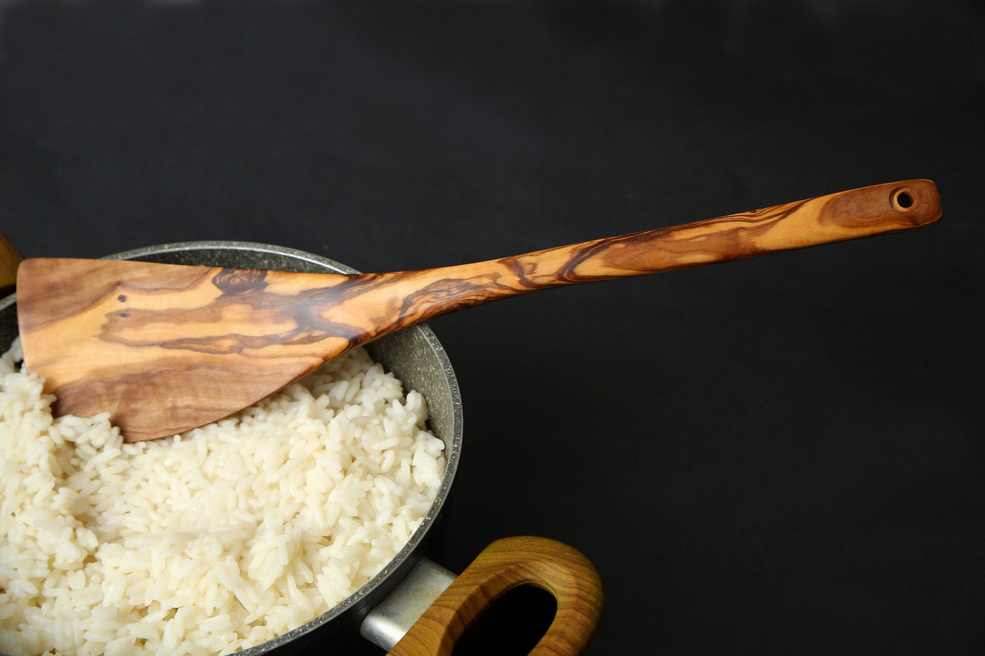 Olive Wood Curved Spatula 35 cm, stirring spatula, serving spatula, tasting spatula, kitchen utensils