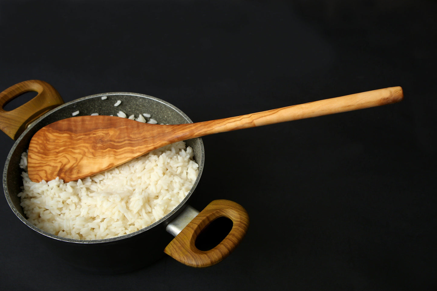 Olive Wood Curved Spatula with Round Handle 40 cm