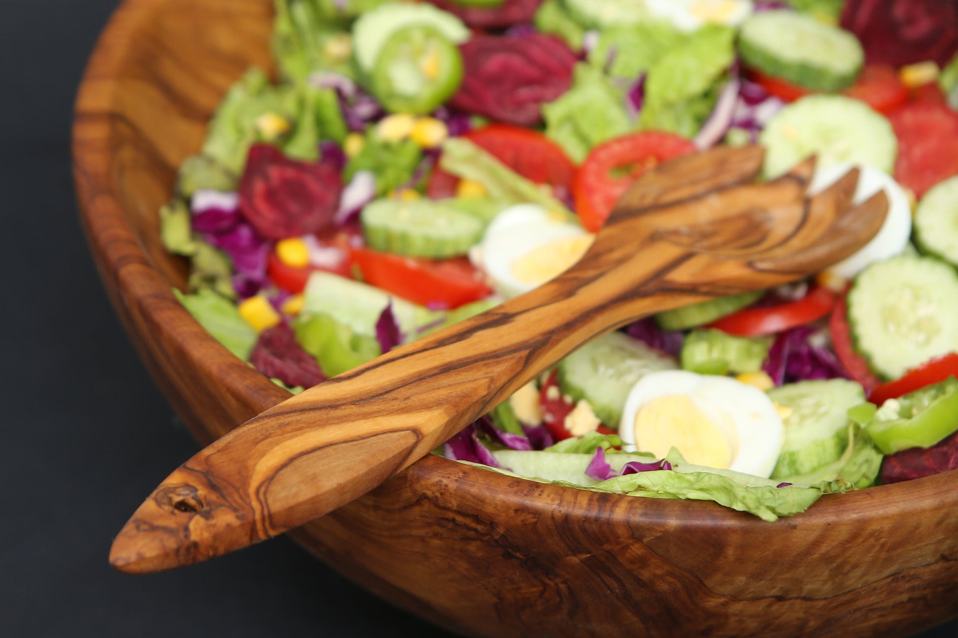 Wooden Salad Server, Olive Wood Cutlery 30 cm, spoon , fork, kitchen utensils, cookware, restaurant, chef, gift