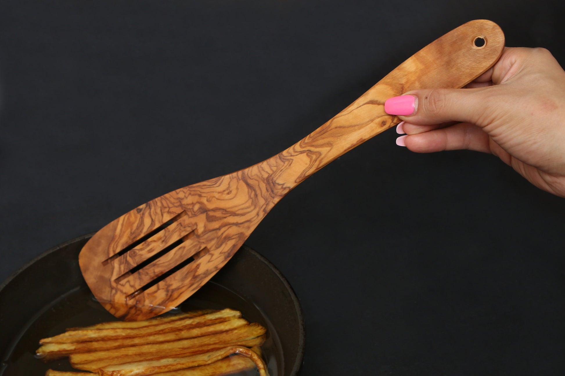 Olive Wood Simple Spatula with Slit