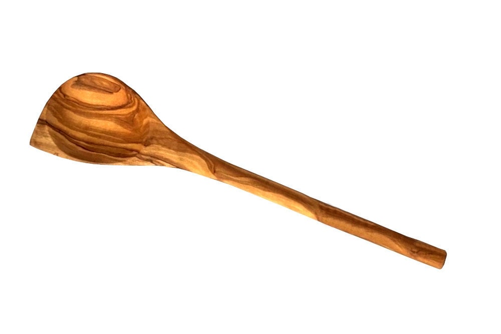 Olive Wood Pointed Stirring Rice Cooking Spoon with Round Handle 30 cm