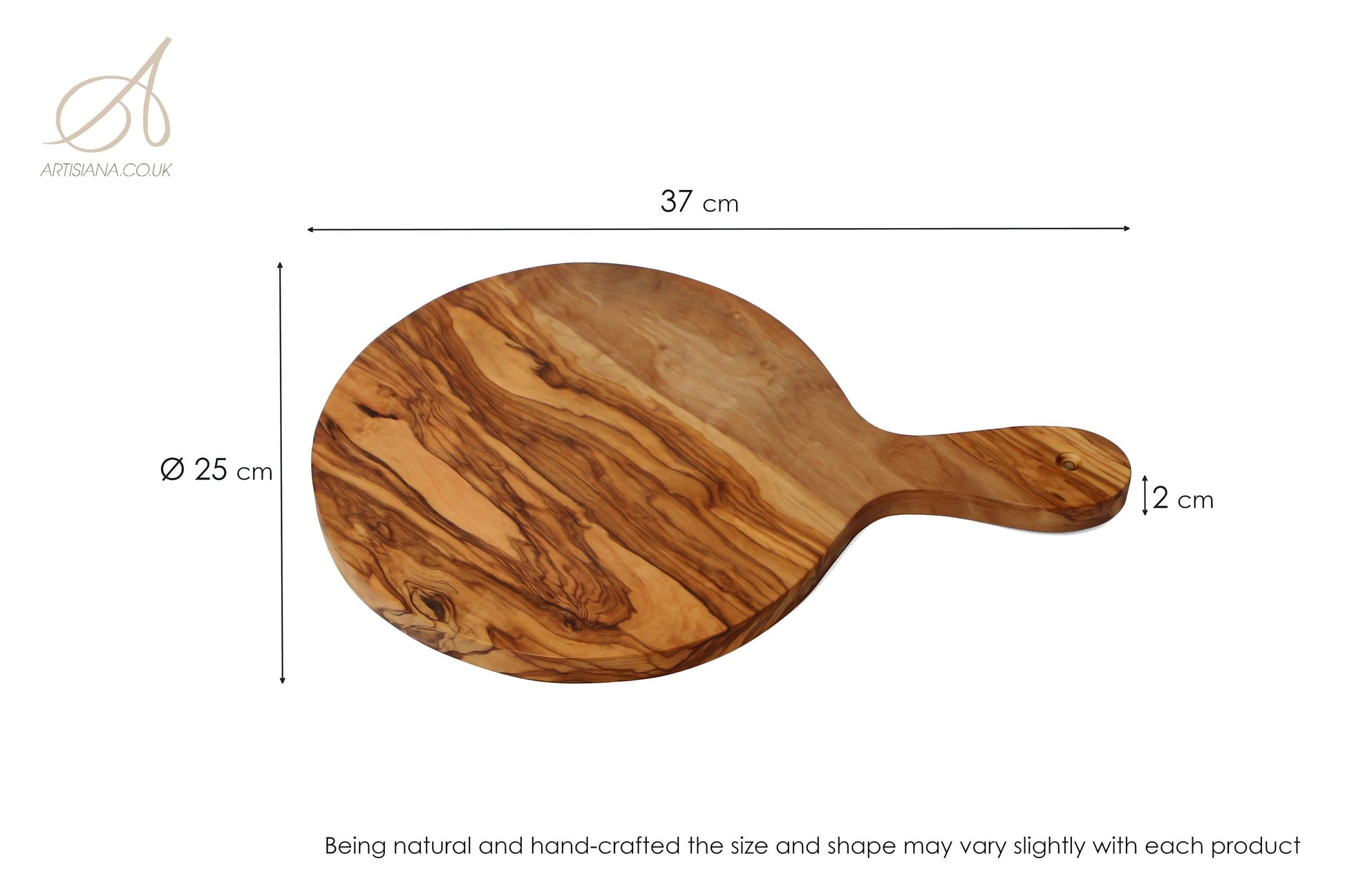 Olive Wood Round Pizza Board with Handle | End Grain Chopping/Cutting/Serving Board | Various sizes