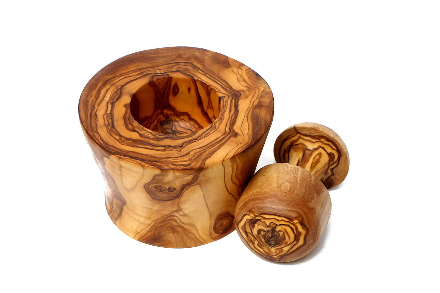 Olive Wood Garlic Grinder | Snug Fit Wooden Pestle & Mortar