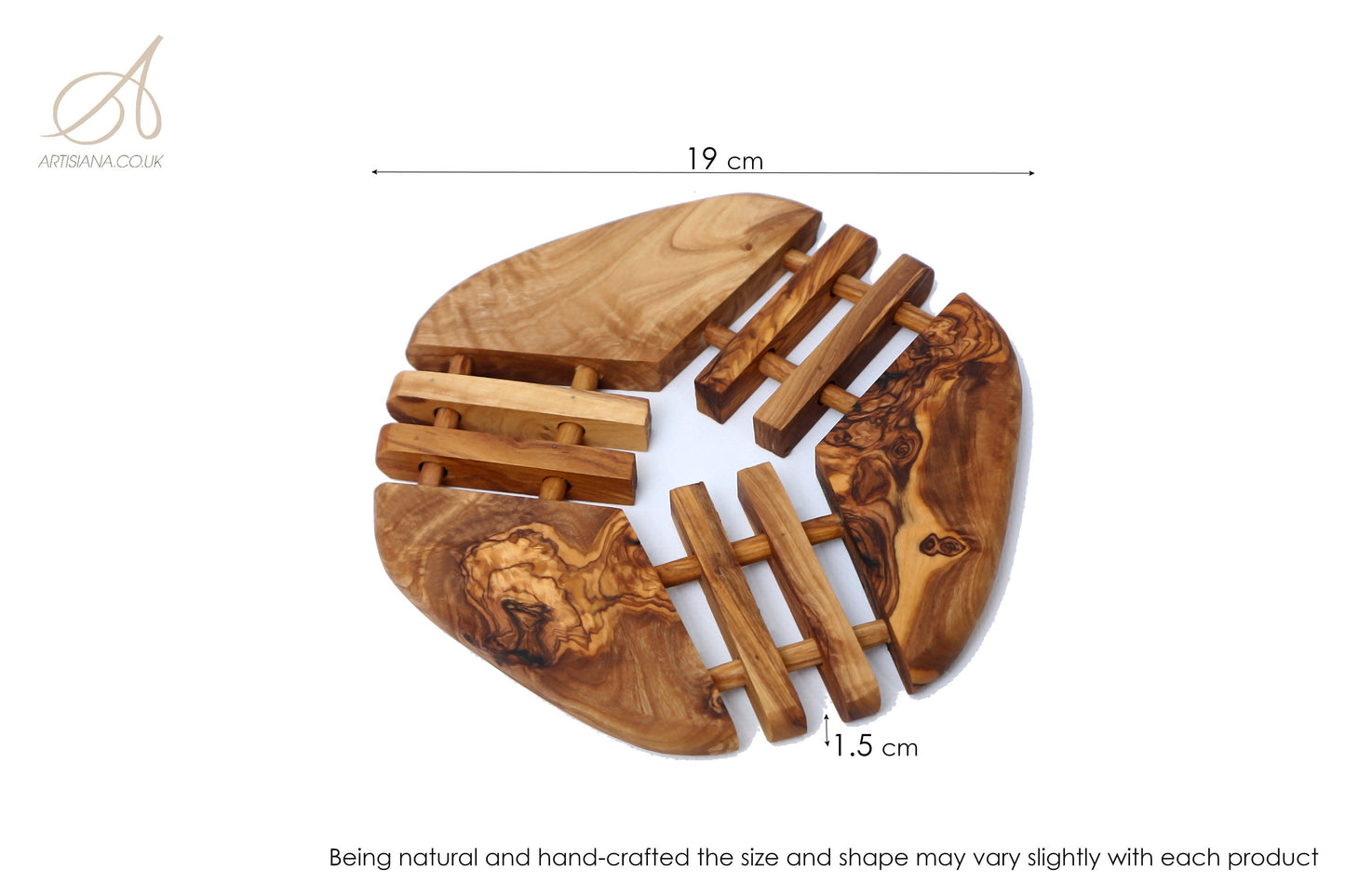 Olive Wood Apple Pan Coaster 19 cm