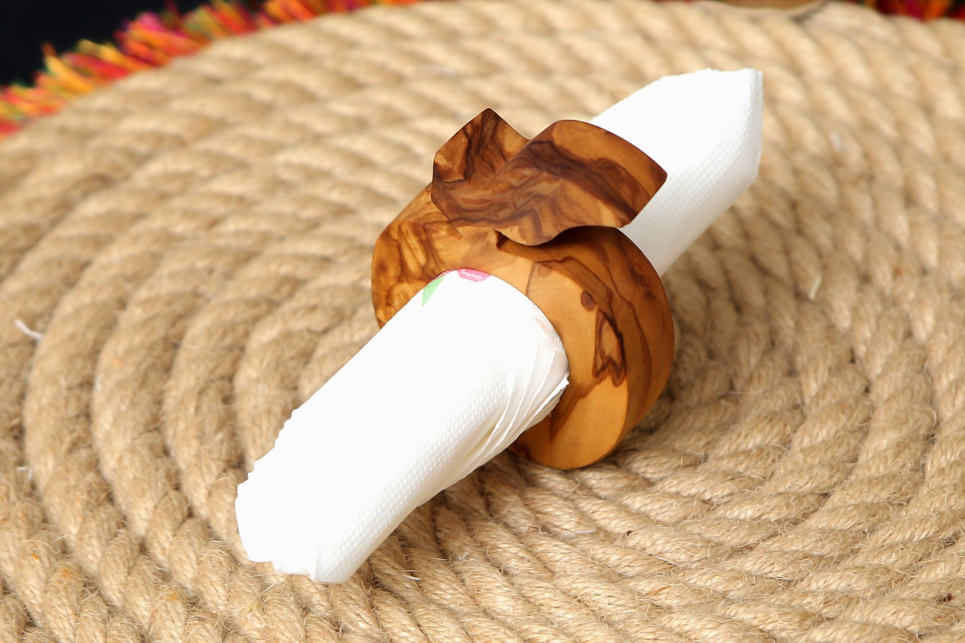 Olive Wood Pear Shaped Napkin Holder