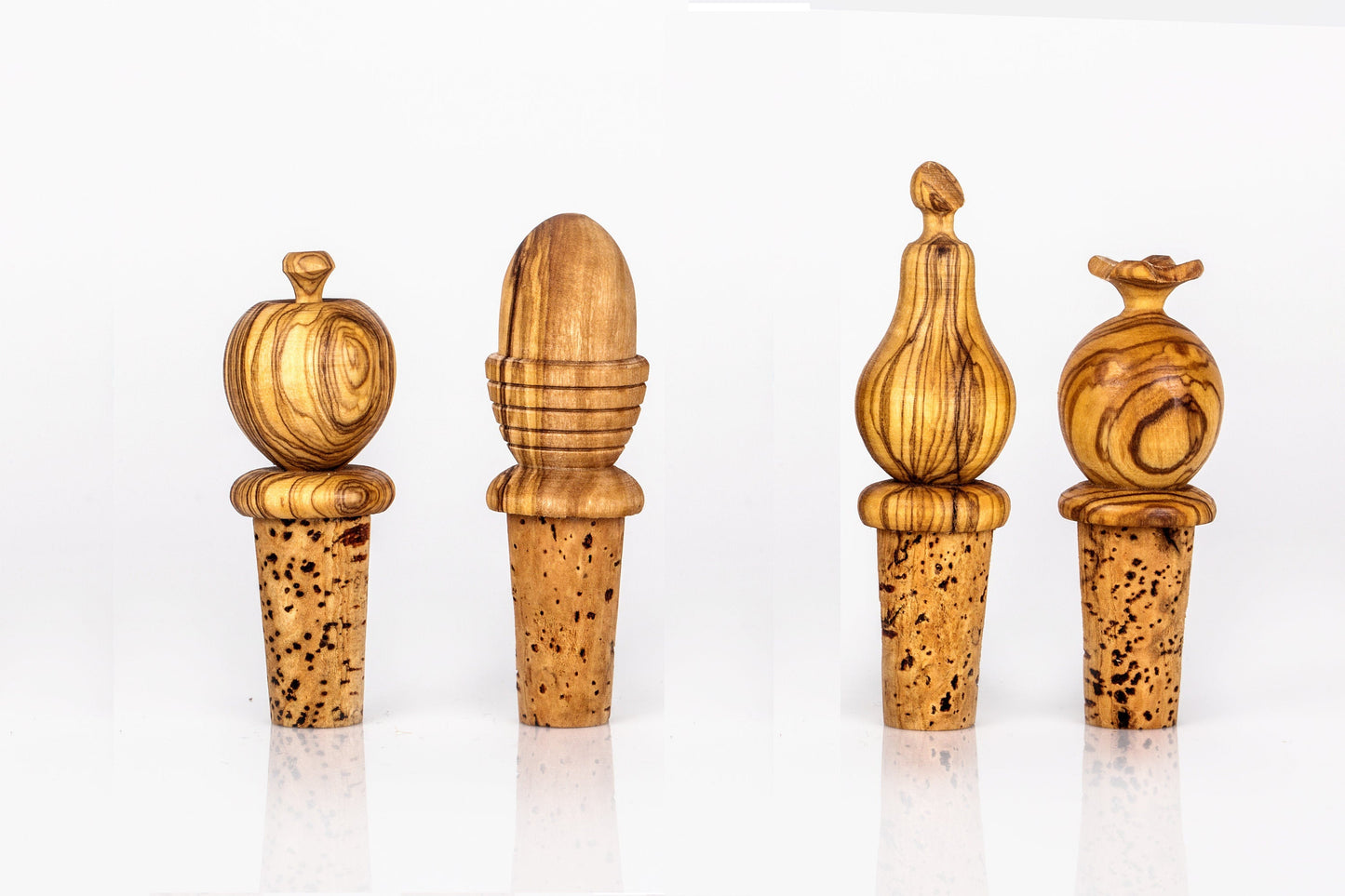 Olive Wood Wooden Bottle Stopper Handcrafted Wine Cork | Mushroom | Pear | Round | Apple