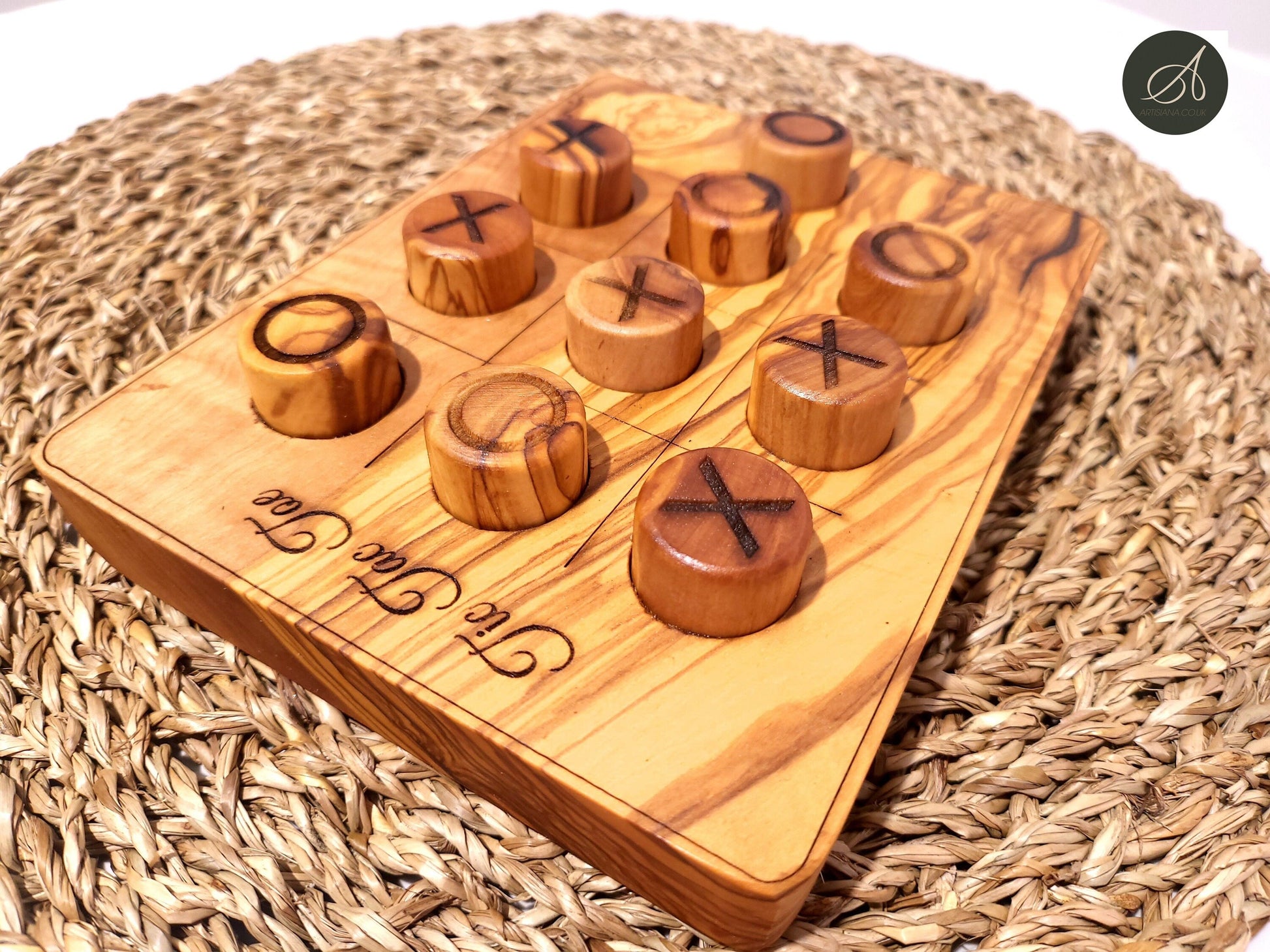 TIC TAC TOE/Noughts And Crosses Game Wooden Kids Toy | Olive Wood | Regular Or Irregular Shape