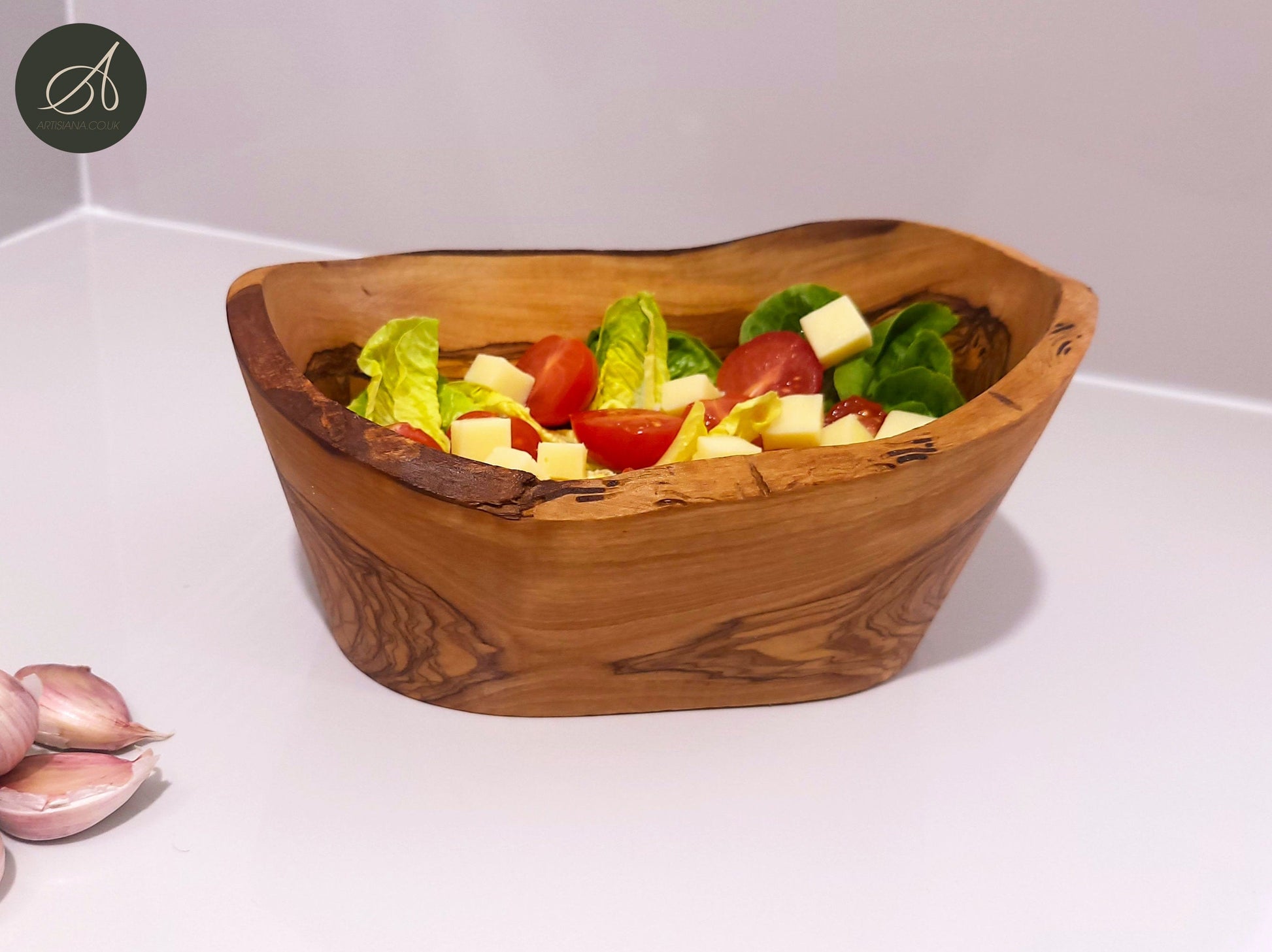 Set of olive wood hand carved Bowl and a cutlery, kitchen set, handmade, salad server, salad bowl, decor, gift