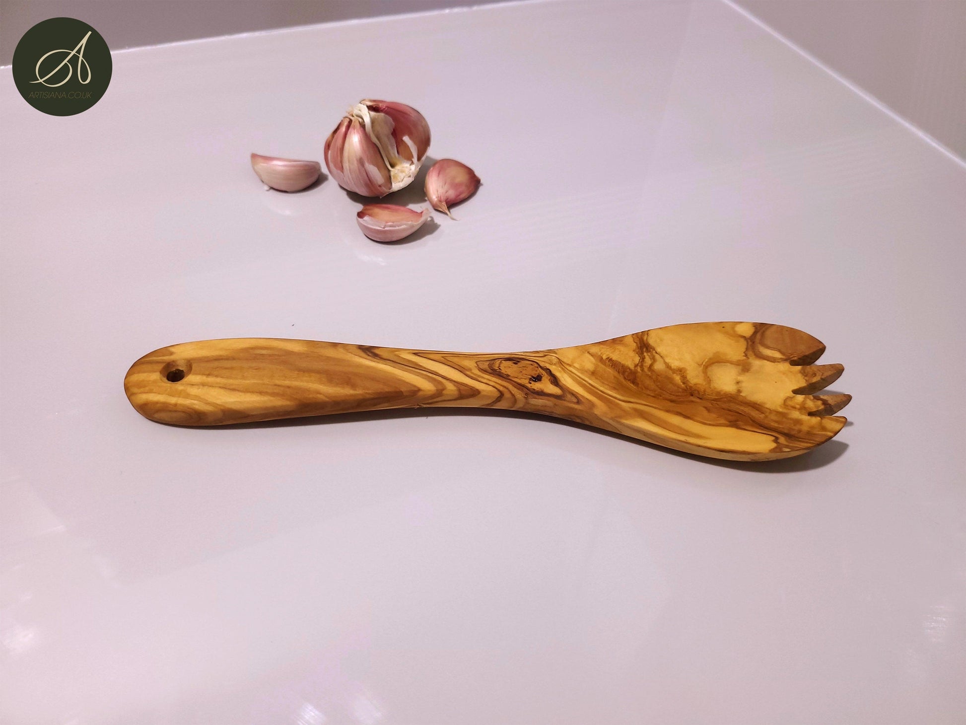 Wooden Set of cutlery and Utensil Holder, Olive Wood salad server with holder, Kitchen Utensils, spoon, fork, cutlery, handmade, gift