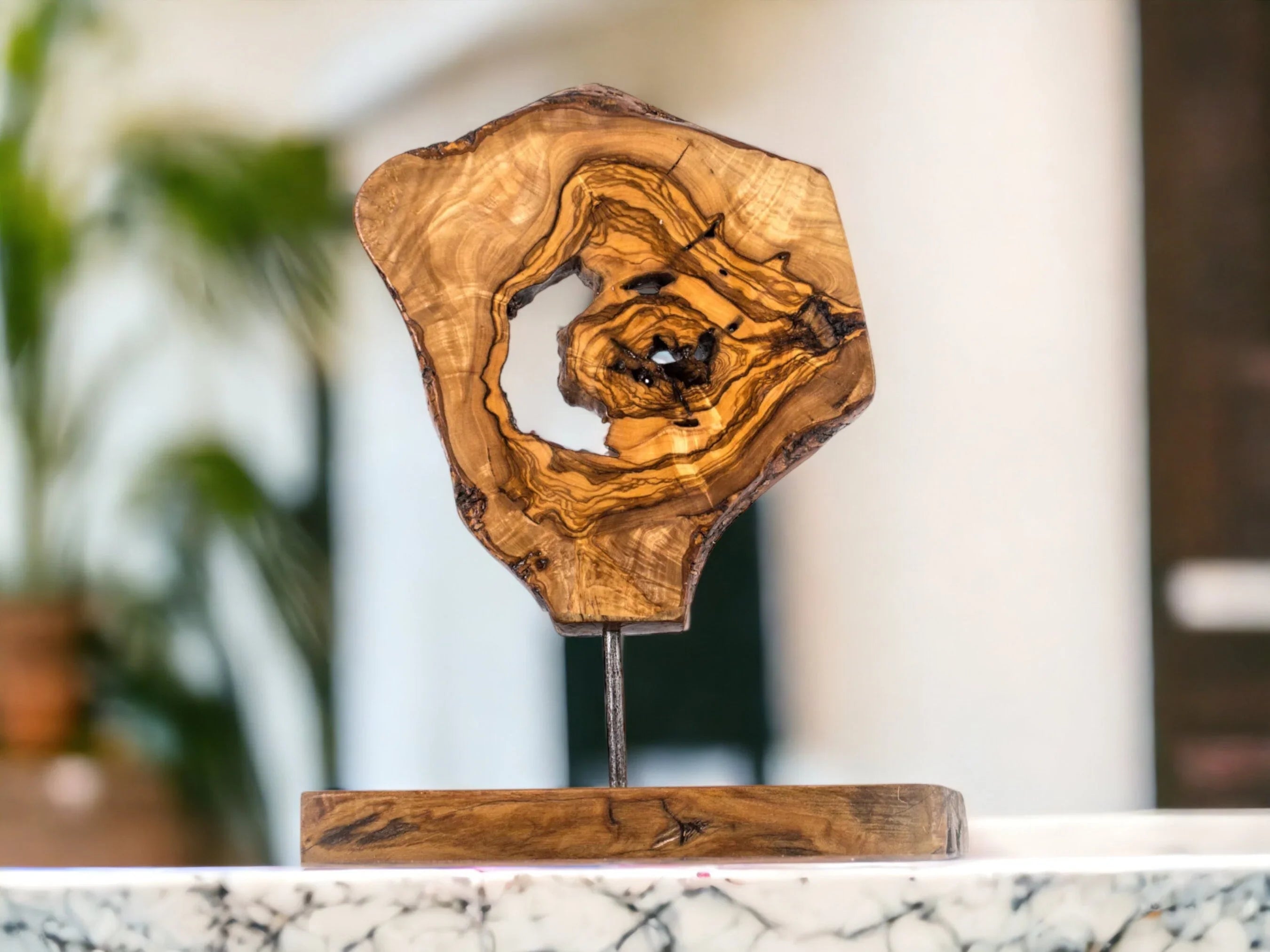 Olive wood unique decorative sculpture – handcrafted and natural design