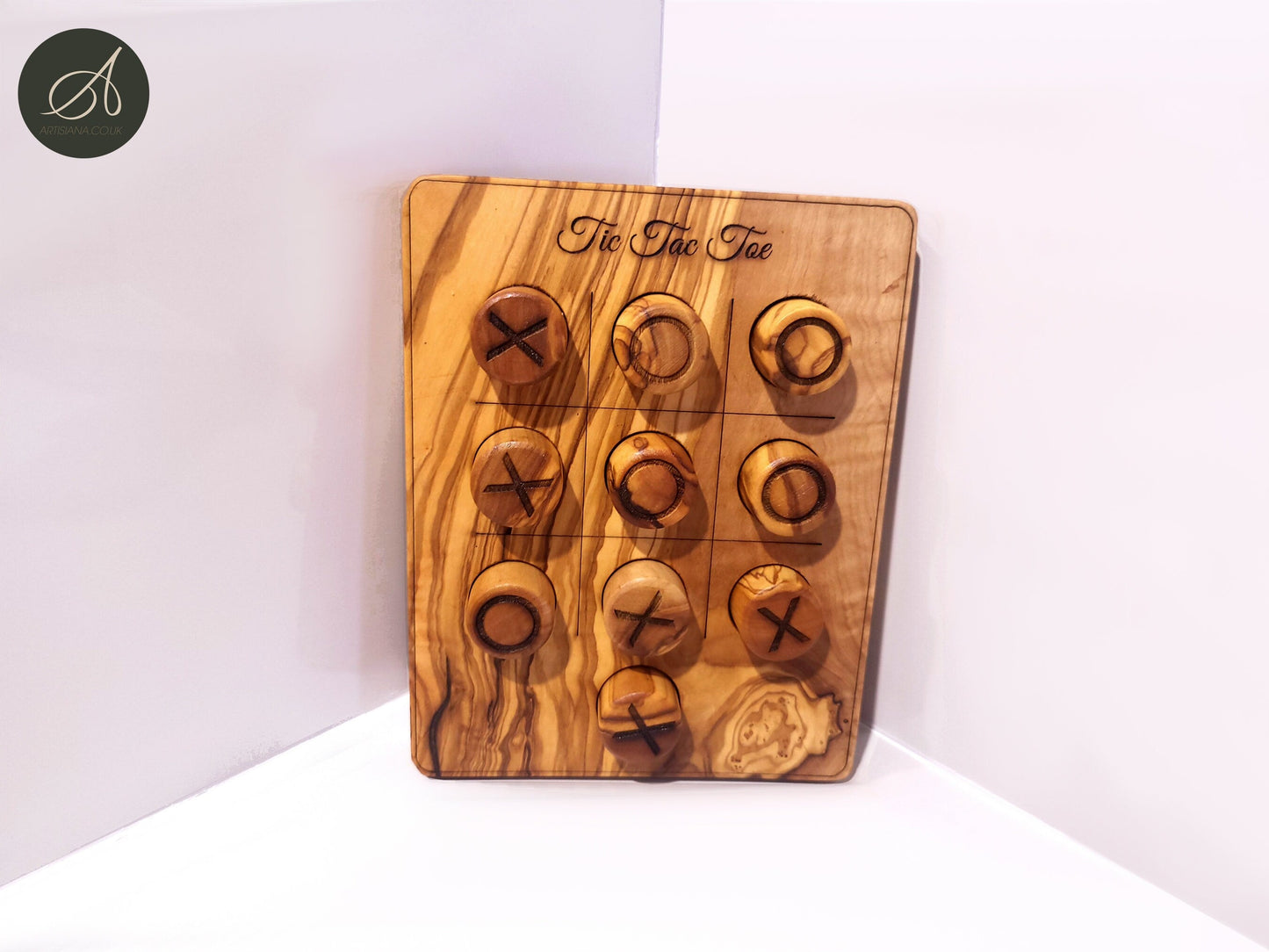 TIC TAC TOE/Noughts And Crosses Game Wooden Kids Toy | Olive Wood | Regular Or Irregular Shape