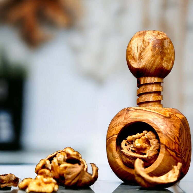 Olive Wood Apple Shape Nutcracker 12 cm