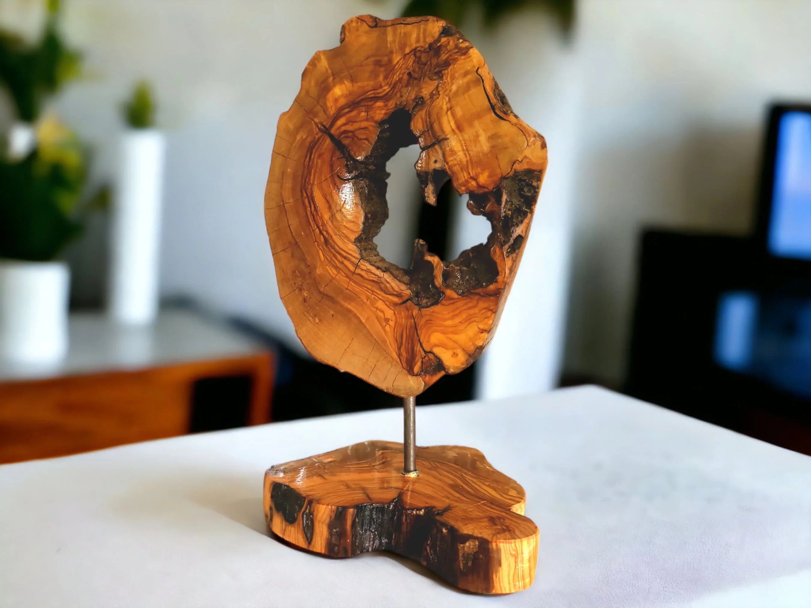 Olive wood unique decorative sculpture, home – handcrafted, natural design