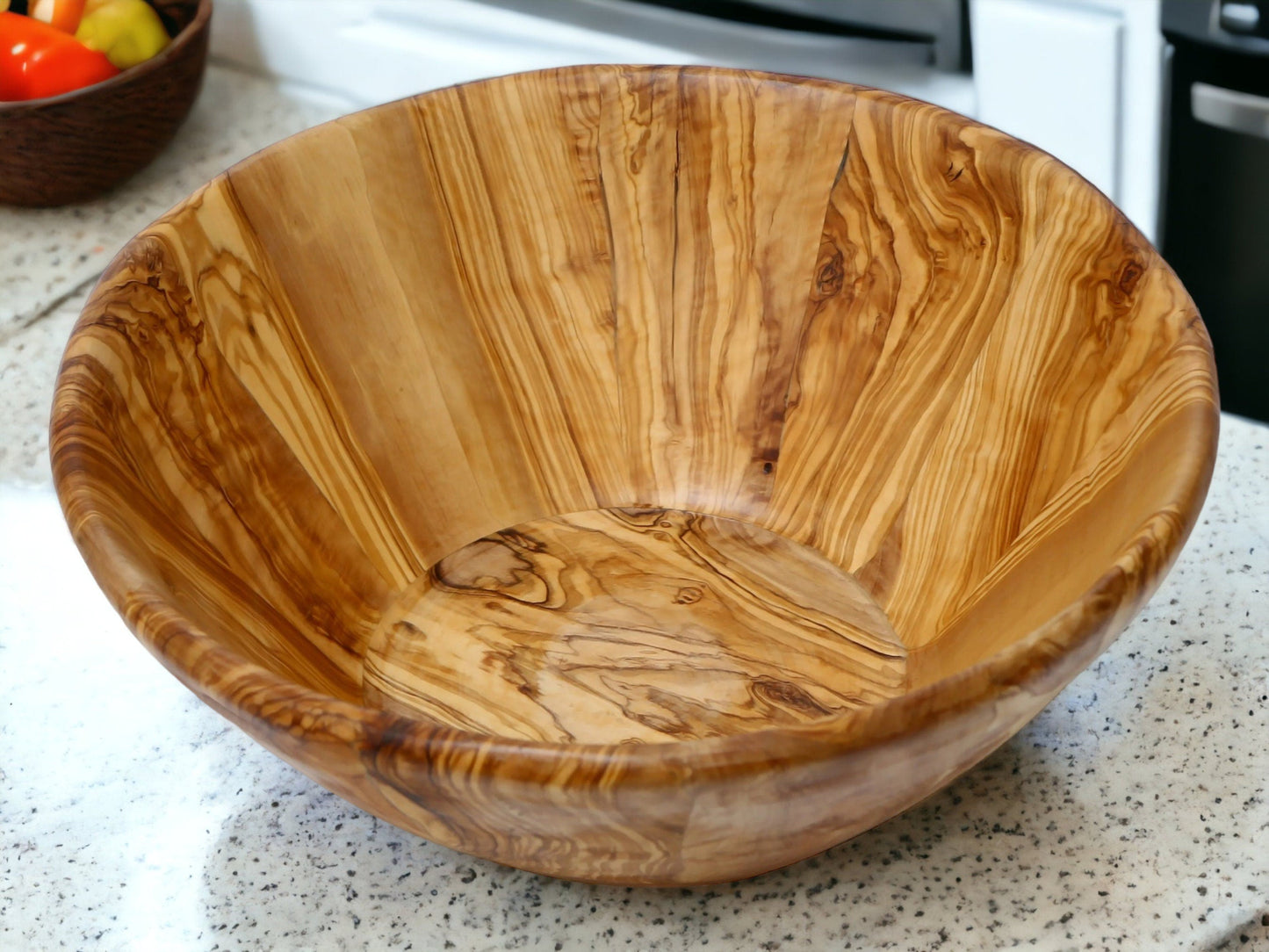 Olive Wood Large Handcrafted End Grain Centre Piece Wooden Salad Bowl