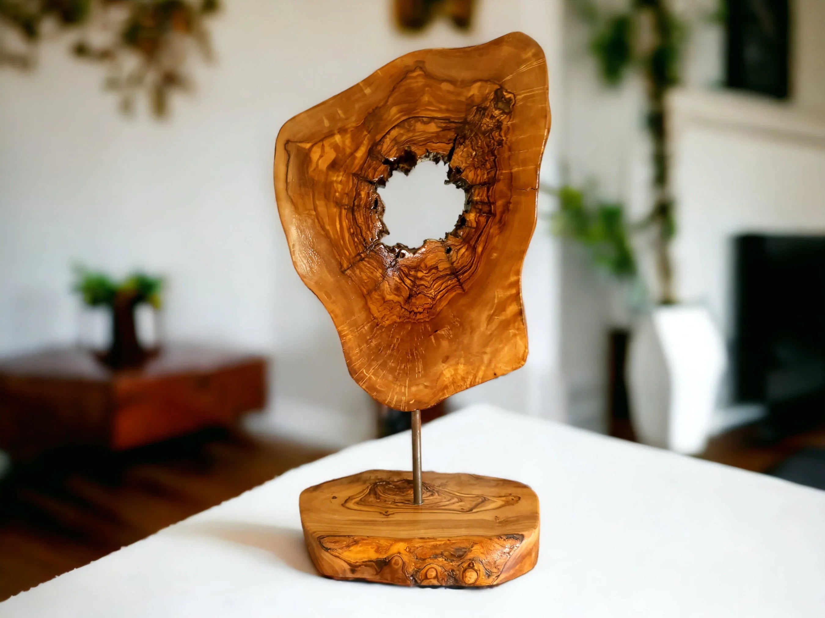 Olive wood unique decorative sculpture, home – handcrafted, natural design