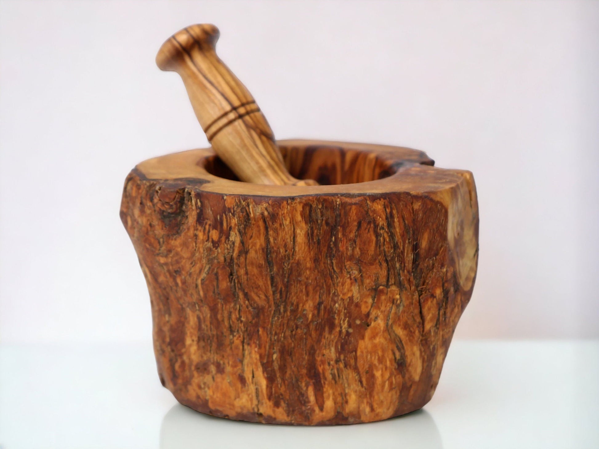 Olive Wood Wooden Pestle And Mortar Rustic Natural Handcrafted & Chemical Free | Various Sizes