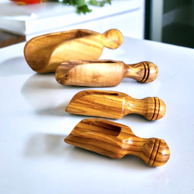 Olive Wood Wooden Handcrafted Spice Scoop | Various Sizes